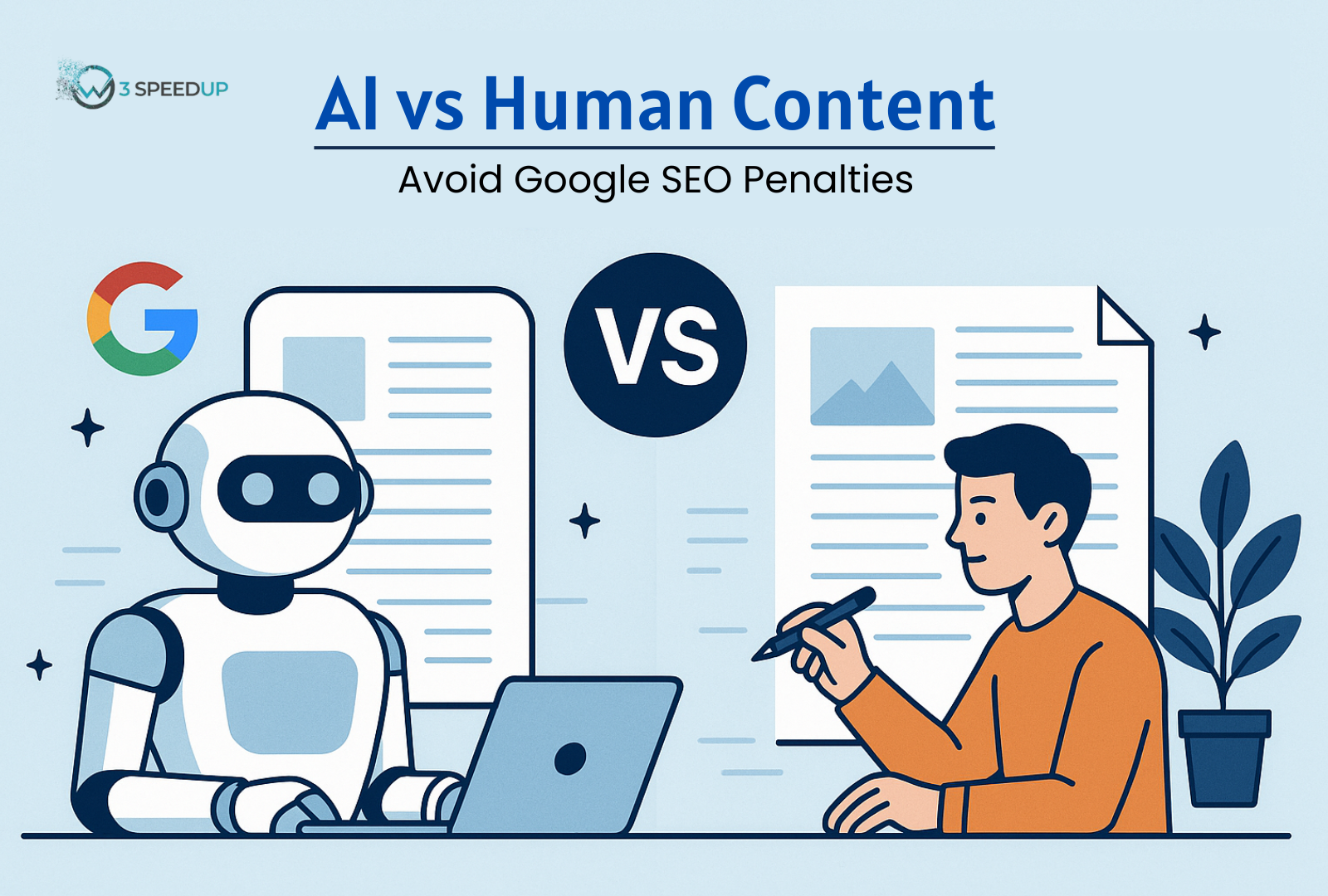 AI vs Human Content Avoid Google SEO Penalties1 - W3Speedup